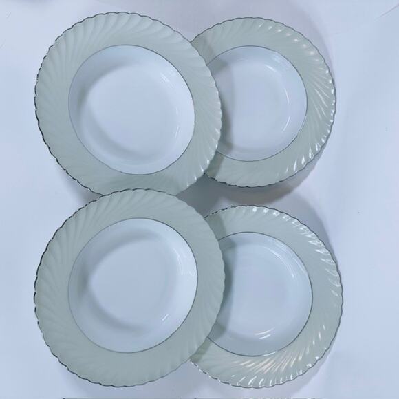 Royal Tettau South Wind Grey Green Rim Soup Bowl Gray/Green Border Swirled VTG - Picture 9 of 12